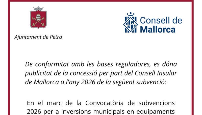 Convocatoria de subvencions 2026 per a inversions municipals en equipaments culturals i festes d'interès cultural