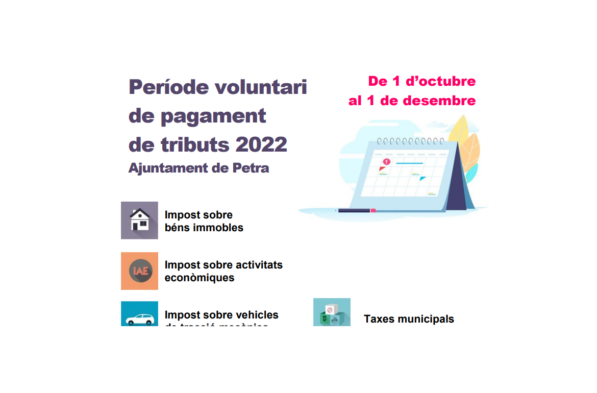 Període voluntari de pagament de tributs 2022	